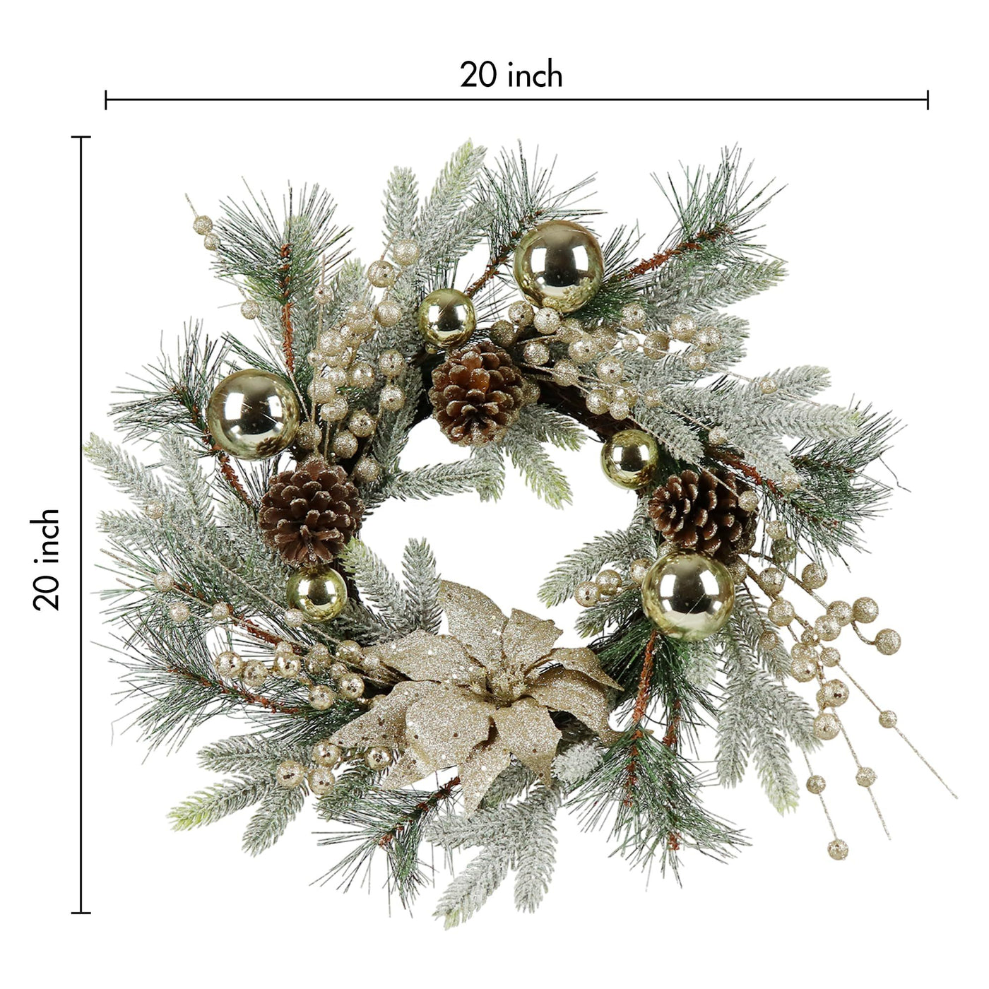Christmas Wreath 20 Inch Christmas Door Decoration Garland With Warm Lights