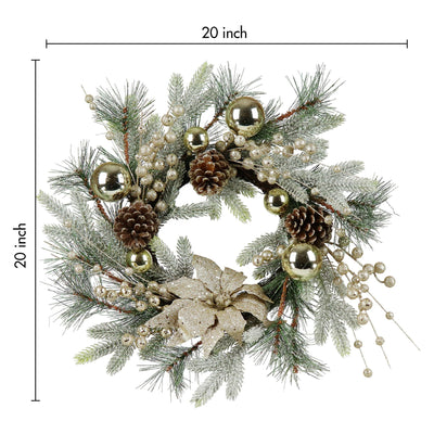 Christmas Wreath 20 Inch Christmas Door Decoration Garland With Warm Lights